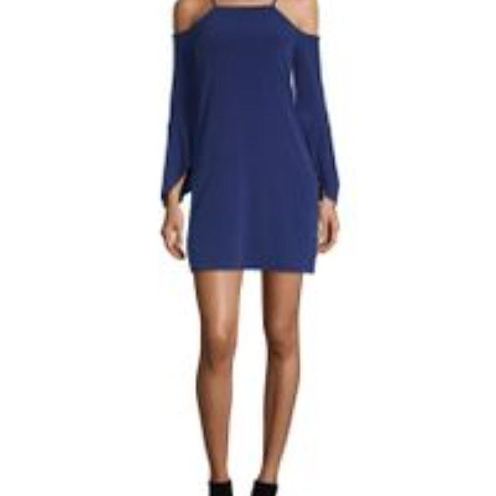 LAUNDRY off shoulder blue sheath cocktail dress wedding‎ guest  dress XS NWT